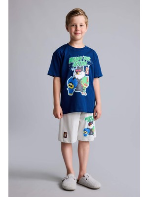 DeFacto %100 Pamuk Süper 1 Takım Lisanslı Regular Fit Elastik Bel 2'li Lacivert Pijama Takımı Erkek Çocuk H7975A826HS