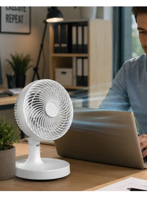A-Luxe Kompakt Mini Fan Otomatik Salınımlı Sessiz Masaüstü Vantilatör