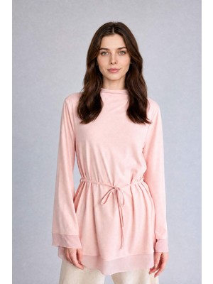 DeFacto Regular Fit Bisiklet Yaka Uzun Kollu Açık Pembe Tunik H3098AX26SM