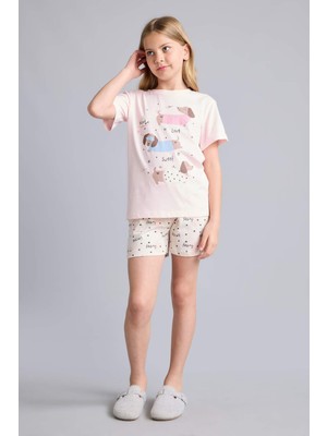 DeFacto %100 Pamuk Regular Fit Baskılı 2'li Pembe Pijama Takımı Kız Çocuk I1573A826SM