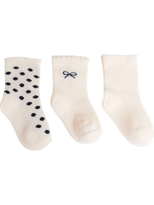 Hellobaby Kız Bebek 3lü Soket Çorap Fiyonk Baskılı