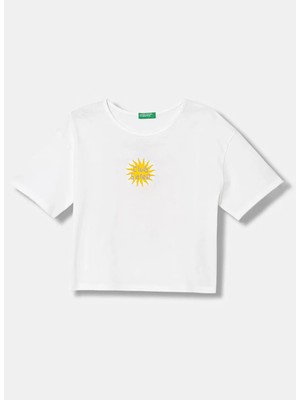 United Colors Of Benetton Beyaz Kız Çocuk Baskılı T-Shirt 35RYC10TM