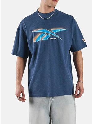 Reebok 100253015 80’s Vector T-Shırt Lacivert Yuvarlak Yaka Regular Fit Baskılı Erkek T-Shirt