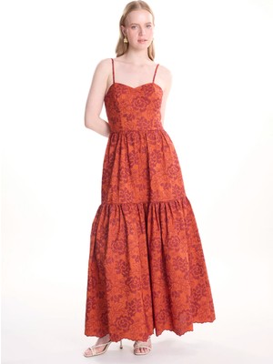 Ted Baker Kırmızı Kadın Kalp Yaka Kloş Elbise TBWRDR2012-1