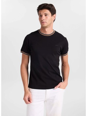 gmg firenze Gmg Fırenze Siyah Erkek Slim Fit Yazı Baskılı T-Shirt GU26MSS03009