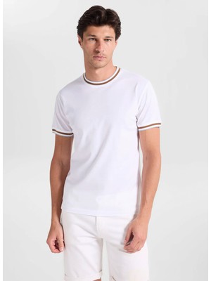 gmg firenze Gmg Fırenze Beyaz Erkek Slim Fit T-Shirt GU26MSS03009
