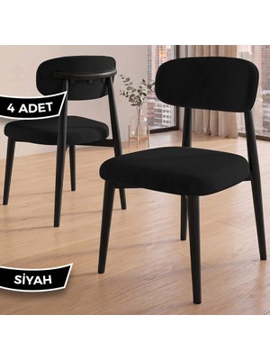 Canisa Nuvo Serisi 4 Adet Mutfak Sandalyesi Siyah Metal Iskeletli 1. Sınıf Babyface Kumaş