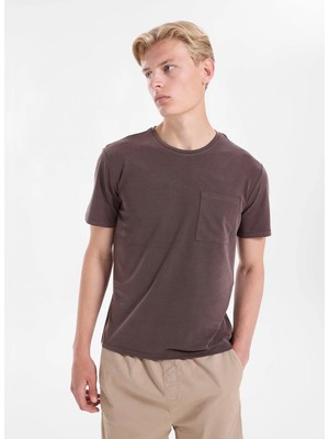 gmg firenze Gmg Fırenze Kahverengi Erkek Slim Fit T-Shirt GU26MSS03003