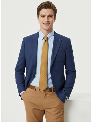 Presto Erkek Slim 6 Drop Örme Torba Cep Ceket Saks Mavi 1639-004A