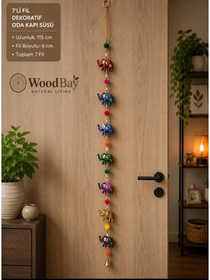 WoodBay 7'li Fil Dekoratif Kapı Süsü 115 cm El Yapımı Duvar Süsü Oda Dekoru Şans ve Bereket Süsü