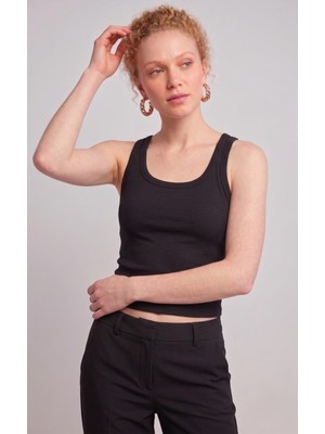 Nacar Store Kadın Fitilli Görünümlü Kaşkorse Kalın Askılı Basic Beyaz Bluz Atlet
