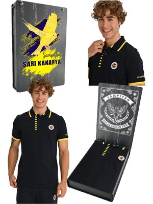 Fenerbahçe Orijinal Lisanslı Erkek Tribün Çubuklu Detaylı Polo T-Shirt Uv Kutu Hediyeli