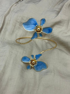 Hedef Bujiteri Mavi Detaylı Çift Çiçek Model Ayarlanabilir Kol Pazu Bilekliği,armcuff
