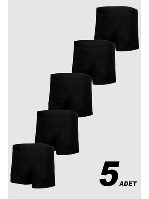 Nacar Store 10\'lu Erkek Siyah Pamuklu Likralı Boxer Ekonomi Paketi
