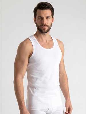 Nacar Store Erkek 7\'li Paket Pamuklu Likralı Beyaz Atlet