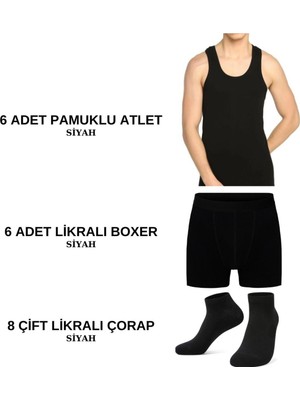 Black Swallow Erkek Iç Giyim Paketi 6 Ad. Atlet 6 Ad. Boxer 8 Çift Çorap