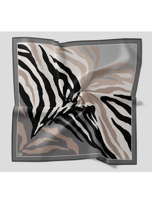 Lêvi D'or Levidor Kristal Eşarp Zebra Desen Gri