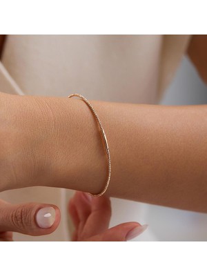 Sembol Gold 14 Ayar Rose Altın Dorikalı Kelepçe Bileklik 1,60 Gram 6,0 cm