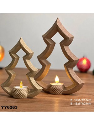 Yoyomold YY6263 2'li Çam Ağacı Tasarımlı Mumluk Biblo Silikon Kalıp