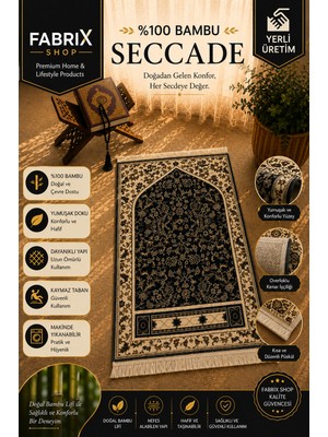 %100 Bambu Seccade - Kaymaz Tabanlı, Şık ve Ağır Motifli Yıkanabilir Namazlık