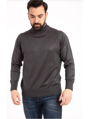 Nacar Store Erkek Ince Yün Yarım Boğazlı Triko Kazak