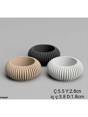 Yoyomold YY6287 Modern Çizgili Yassı Mumluk Saksı Silikon Kalıp