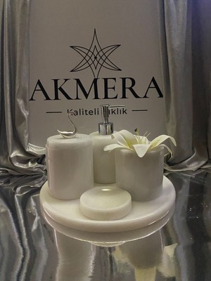 UltraMint Modern Beyaz Mermer Banyo Aksesuarı Seti, 5 Parça, Şık ve Dayanıklı