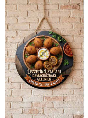 Mayeka Içli Köfte Temalı Kebapçılar Cafeler Restoranlar Için Ahşap Duvar Kapı Dekoratif Süs Tablo