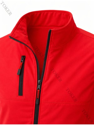 Toker Tekstil Softshell Yelek – Su Geçirmez Kırmızı Günlük Kullanım İçin Kolsuz Tasarım