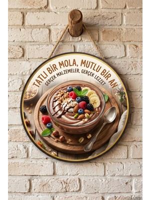 Mayeka Puding Temalı Pastaneler Tatlıcılar Restoranlar Için Ahşap Duvar Kapı Dekoratif Süs Tablo