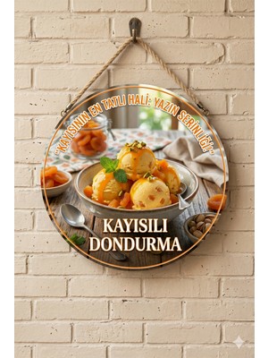 Mayeka Kayısılı Dondurma Temalı Pastaneler Tatlıcılar Dondurmacı Için Ahşap Duvar Kapı Dekoratif Süs Tablo