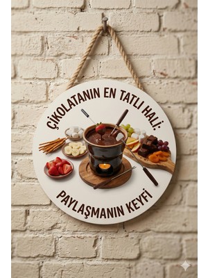 Mayeka Çikolatalı Fondue Temalı Pastaneler Tatlıcılar Restoranlar Için Ahşap Duvar Kapı Dekoratif Süs Tablo
