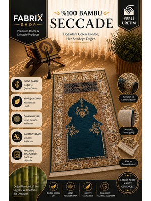 %100 Bambu Seccade - Kaymaz Taban, Yumuşak Doku Yıkanabilir Namazlık