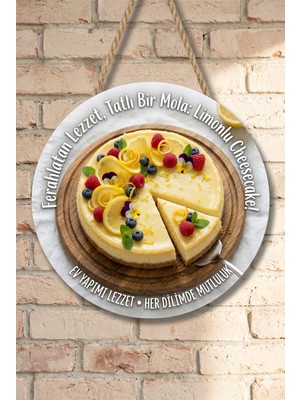 Mayeka Limonlu Cheesecake Temalı Pastaneler Tatlıcılar Restoran Için Ahşap Duvar Kapı Dekoratif Süs Tablo