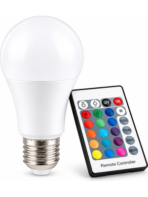 Ledarmy Cata CT-4058 9W Rgb-W LED Ampul Uzaktan Kumandalı 64 Renk E27 Duy Renk Değiştiren LED Ampul 7 Metre Algılama Mesafeli