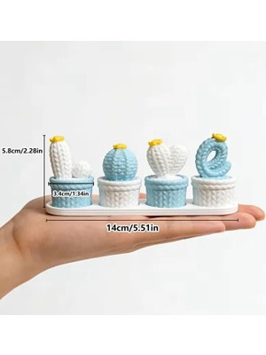 Yoyomold YY6272 4'lü Love Tasarımlı Hasır Desenli Kaktüs Modeli Silikon Kalıp