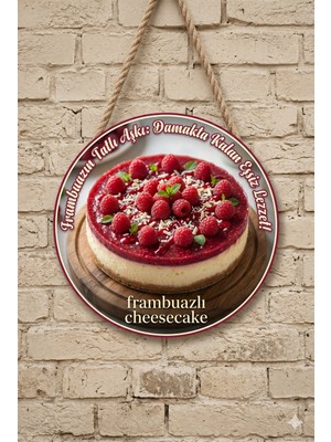 Mayeka Frambuazlı Cheesecake Temalı Pastaneler Tatlıcılar Restoranlar Için Ahşap Duvar Kapı Dekoratif Süs