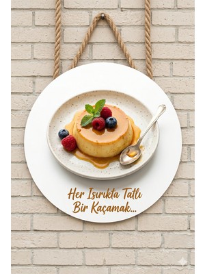 Mayeka Krem Karamel Temalı Pastaneler Tatlıcılar Restoranlar Için Ahşap Duvar Kapı Dekoratif Süs Tablo