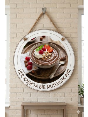 Mayeka Puding Temalı Pastaneler Tatlıcılar Restoranlar Için Ahşap Duvar Kapı Dekoratif Süs Tablo