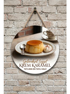 Mayeka Krem Karamel Temalı Pastaneler Tatlıcılar Restoranlar Için Ahşap Duvar Kapı Dekoratif Süs Tablo