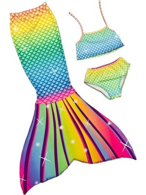 Empressco Lolliboomkids Kız Çocuk Deniz Kızı Kuyruk Bikini / Mayo 3 Parçalı Takım Yıldız Renk Geçişli Konsept - Fiyatı, Yorumları