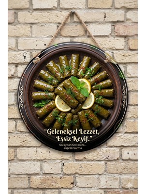 Mayeka Yaprak Sarma Temalı Restoranlar Cafeler Şarküteriler Için Ahşap Duvar Kapı Dekoratif Süs Tablo