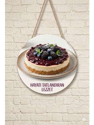 Mayeka Böğürtlenli Cheesecake Temalı Pastaneler Tatlıcılar Restoranlar Için Ahşap Duvar Kapı Dekoratif Süs