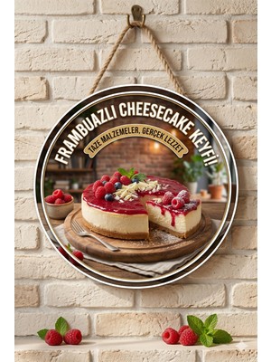 Mayeka Frambuazlı Cheesecake Temalı Pastaneler Tatlıcılar Restoranlar Için Ahşap Duvar Kapı Dekoratif Süs