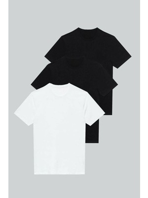 Nacar Store 3\'lü Paket Premium Yazlık Düz Renk Basıc T-Shirt
