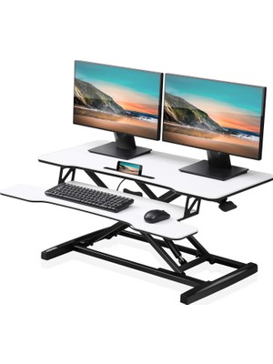 Fitueyes Fıtueyes Yüksekliği Ayarlanabilir Çalışma Masası Başlığı Bilgisayar Masası, 92 x 40 Cm, Klavye, Iki Monitör Için Uygun SD309101WB