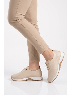 Ayk's Bej Lastik Bağcıklı Kadın Casual Ayakkabı 068 Z