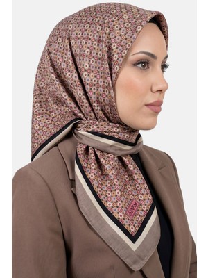 Hadiora Kadın Vizon Pembe Geometrik Desen Dikişli Yazma