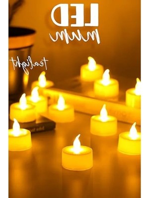 Die Grup 24 Adet Pilli LED Mum, Mini Dumansız Alevli Dekoratif Işıldak