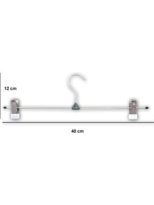 Ağırsoy 10 Adet Paslanmaz Çelik Mandallı, Tel, Etek Pantolon Askısı, Mandal Ucu Beyaz Pvc, 40 cm